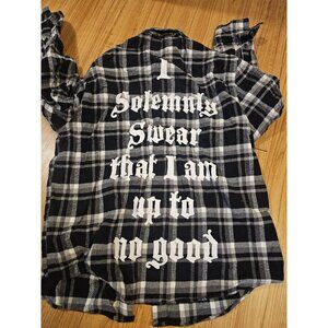 Harry Potter Cakeworthy Flannel Button Up Shirt Black and White Size XL